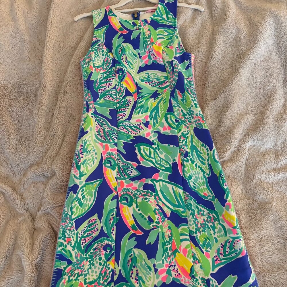Lilly Pulitzer Mila Scuba Shift Dress in Wake Up Call Beckon Blue